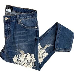 Y2K VENUS Women's Crochet Patch Jeans Size 6